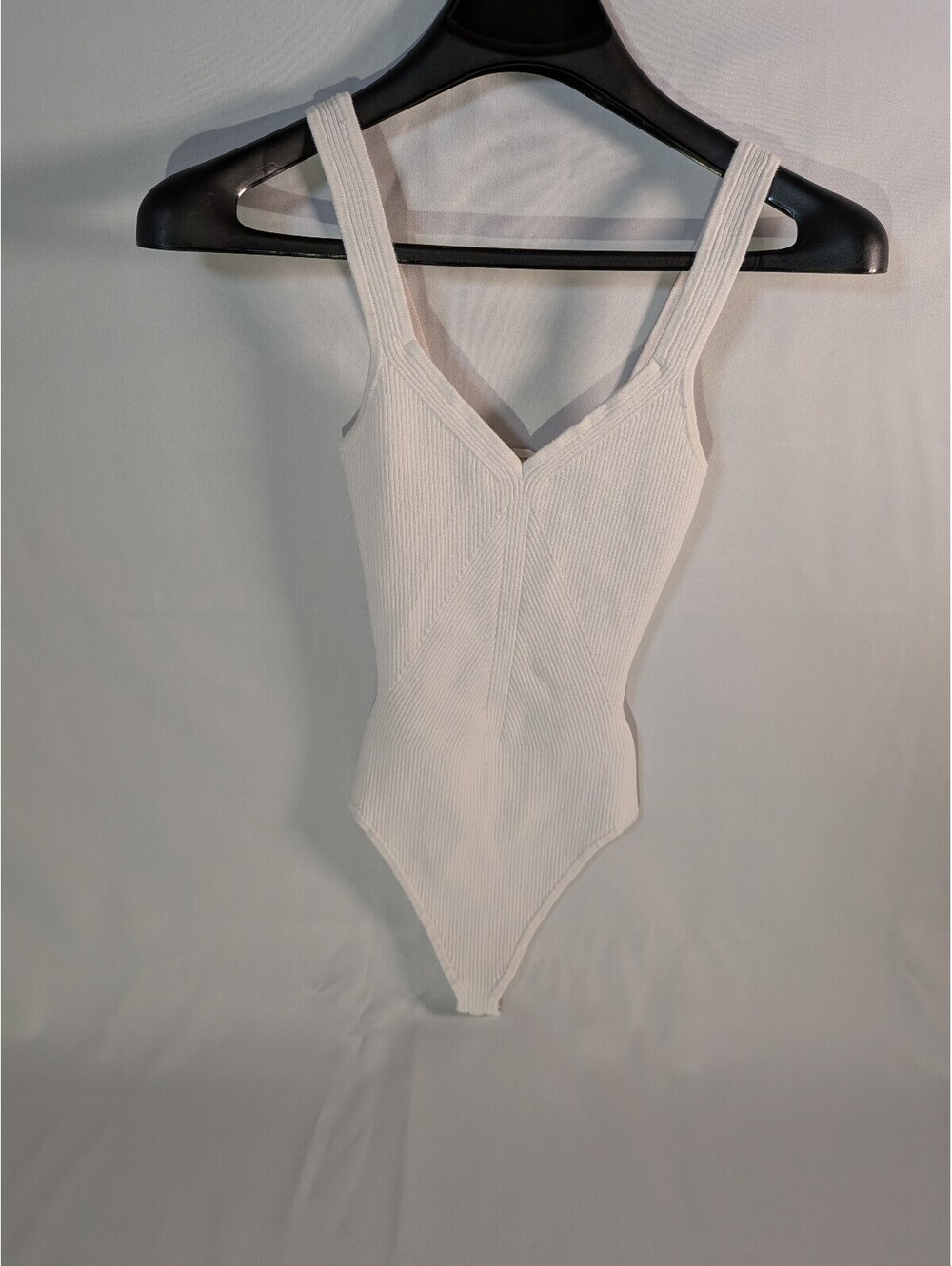 Abercrombie & Fitch White Ribbed V-Neck Bodysuit